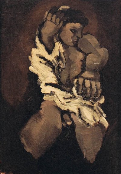 Boy Putting on a Shirt by Helmut Kolle